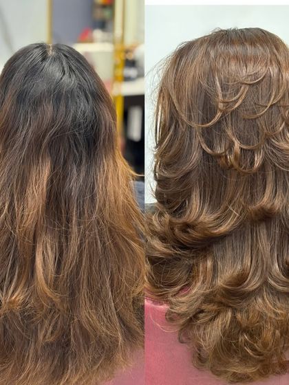 The back of the honey brown refresh, where you can see the layers and the warm tones of the color.