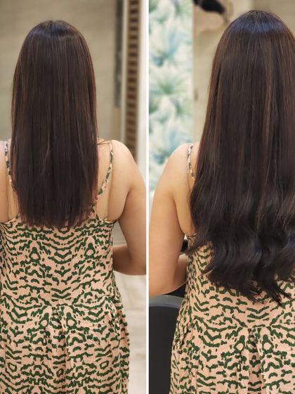 This client wanted more body and a gentle wave. The extensions provide a natural-looking volume boost and a soft, stylish texture.