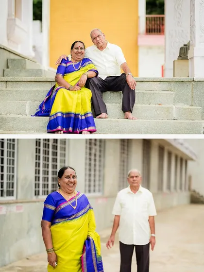 A beautiful couple celebrating their 50th golden anniversary. It's an honor to capture love that has blossomed over decades, telling a story of partnership and shared history.