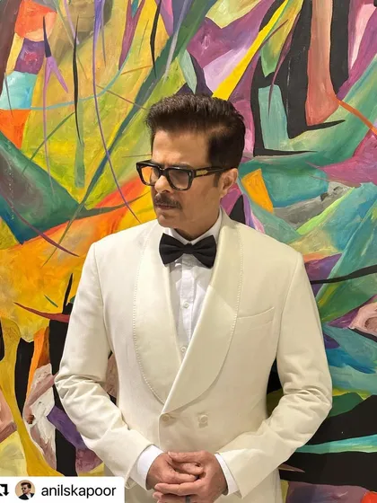 A sharp, classic look for Anil Kapoor at the IIFA awards, complete with a tuxedo and a perfectly styled haircut.