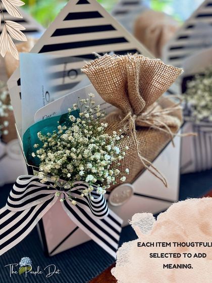 Each item in these small favor boxes is thoughtfully selected to add meaning and delight.