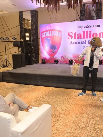 A fun, interactive game in progress during an annual function. I use humor and quick thinking to make these segments entertaining for both the participants and the audience.