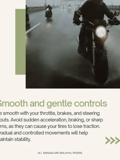 Our guide to riding safely in the rain. We advise riders to slow down, wear appropriate waterproof and reflective gear, maintain a safe distance, stay visible, and use smooth, gentle controls to maintain stability.
