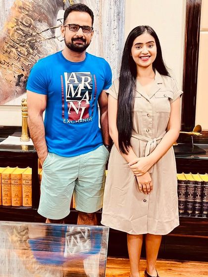 A casual photo with a young professional. I strive to be an approachable mentor, available for a chat whether in office formals or casual attire.