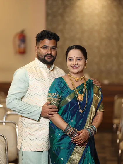 The client with her partner, both looking wonderful for the occasion.