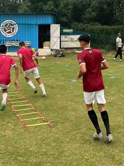 Quick feet, sharp minds. Our players work through agility ladder drills to improve their footwork, coordination, and speed, essential components of a modern footballer's game.