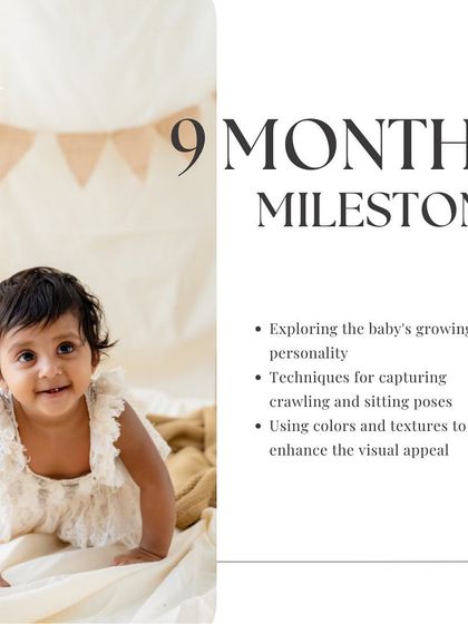 A 9-month milestone photo capturing a crawling baby, demonstrating techniques for capturing movement and personality.