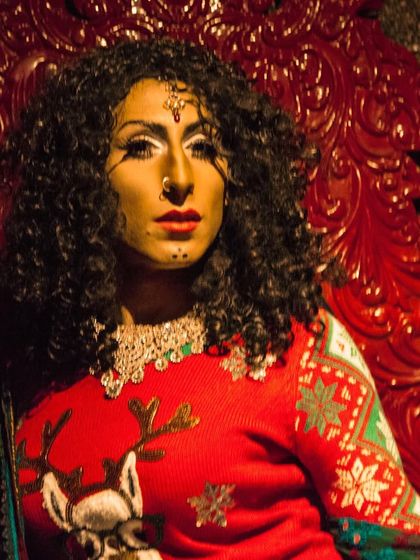 A portrait of performer Lal Batti. I seek out unique, LA-based and local queer talent to feature in my Brooklyn events, creating a coast-to-coast connection.
