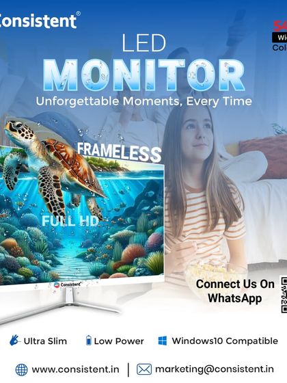 My 22-inch frameless LED monitor delivers unforgettable moments with its Full HD display and ultra-slim design. It is Windows 10 compatible and engineered for low power consumption, providing a beautiful and efficient viewing experience.