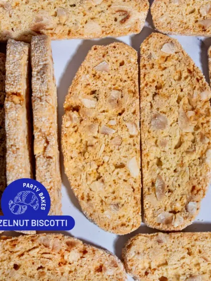 Our crunchy Hazelnut Biscotti, twice-baked for that perfect snap and ideal for dipping in coffee.