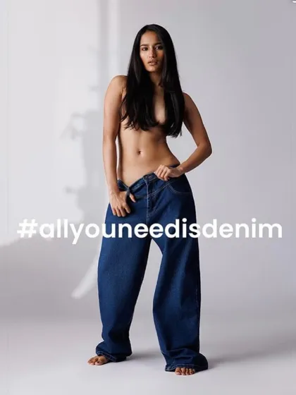 The final campaign image for Freakins' #allyouneedisdenim concept, with effortless, natural-looking hair.