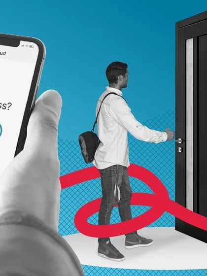 This graphic illustrates the convenience of modern access control. We enable you to grant or deny entry remotely using a smartphone application, providing flexible and secure management of your property from anywhere.