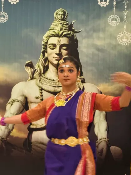 A still from my Shivratri performance, capturing a graceful classical dance pose.
