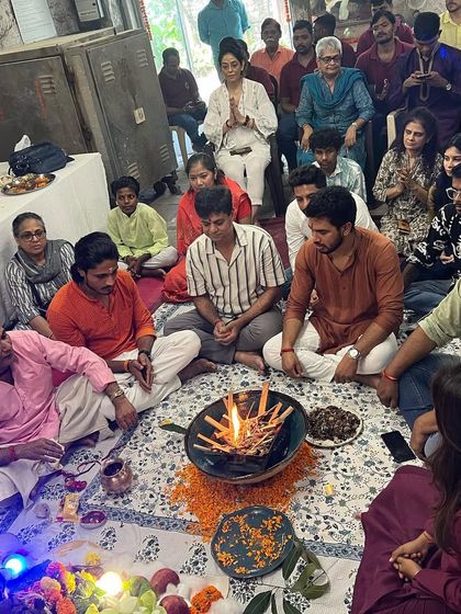The community gathered for the Ganesh puja. Everyone, from seasoned artists to new students, participates in the rituals, making it a truly inclusive and memorable event.