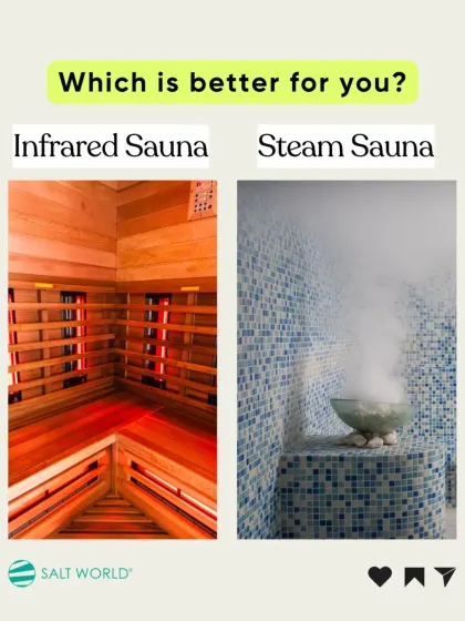 What's the difference between infrared and a traditional steam sauna? This visual breaks it down. I chose infrared technology because it heats your body directly for a deeper, more effective detox without the suffocating humidity of a steam room.