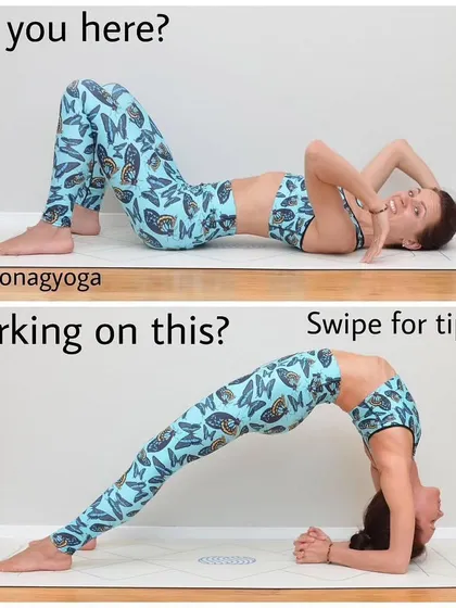 This shows the progression from a simple bridge pose to a full forearm wheel pose. My classes focus on these step-by-step advancements to build the necessary strength in the arms, shoulders, and back.