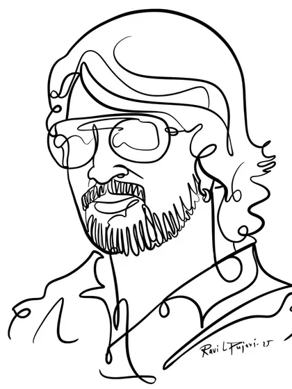 This is a minimalist line art portrait I created for the birthday of Kiccha Sudeep sir. This style uses a single, flowing line to capture the likeness, making it a modern and clean piece of art.
