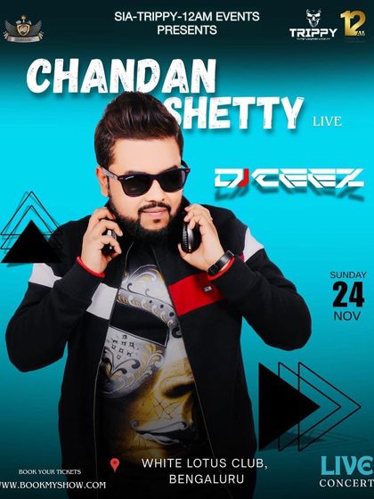 The poster for a live concert with Kannada rap OG Chandan Shetty at White Lotus Club.