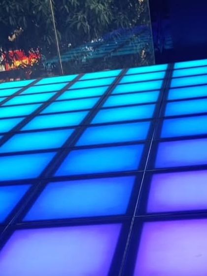 Another view of our vibrant pixel dance floor, with the colors shifting from blue to purple.