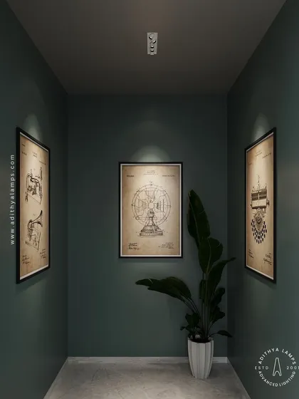 A duplicate of image 56, this hallway scene showcases the power of well-placed spotlights to transform a simple passage into a visually interesting journey.
