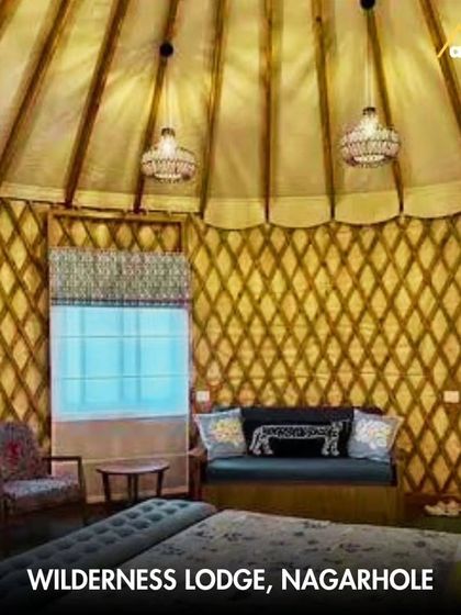 The interior of a yurt at Wilderness Lodge, Nagarhole, showcasing the unique blend of rustic charm and modern comfort that defines my curated "hatke" stays.