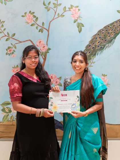 Here I am with Sivabarathi during our offline pregnancy classes in Tirupur. Seeing her confidence grow throughout the sessions was a privilege.