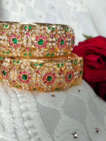 A stacked view of the Jadau bangles, showing how beautiful they look when worn together.
