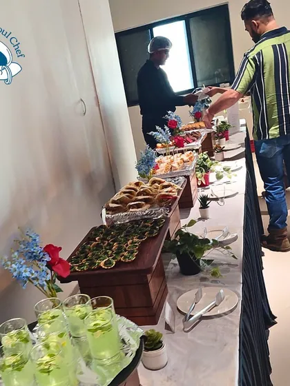 A closer look at the breakfast and lunch buffet setup for the Netflix promo shoot. The spread includes a variety of options to keep the crew energized throughout a long day of filming.