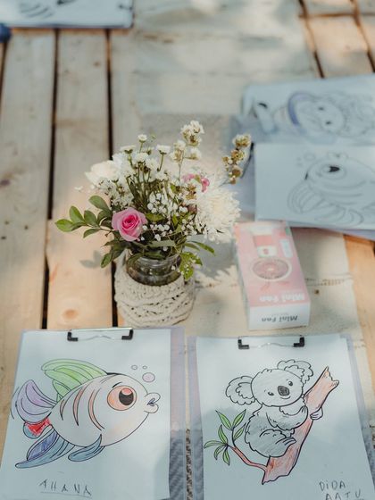 The adorable results from our "Mini Artists" at the kids' corner. We love creating inclusive celebrations where everyone feels welcome.