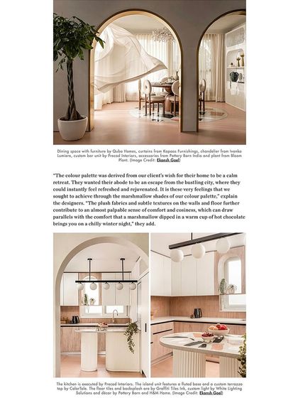 A beautiful shot of the dining area and kitchen from our Design Pataki feature, which praised the home's calm and relaxing vibe.