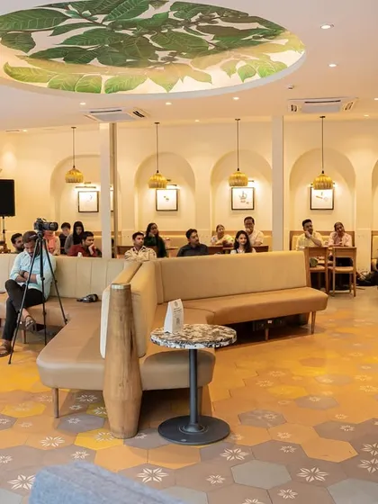 A glimpse into our cozy cafe meetups. We partner with local spaces like this one to host intimate sessions where poets and audiences can connect over coffee and conversation.