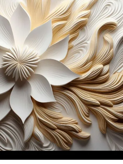 A beautiful 3D UV Marble sheet with a large, sculpted white flower design. The intricate details and texture make it a stunning focal point.