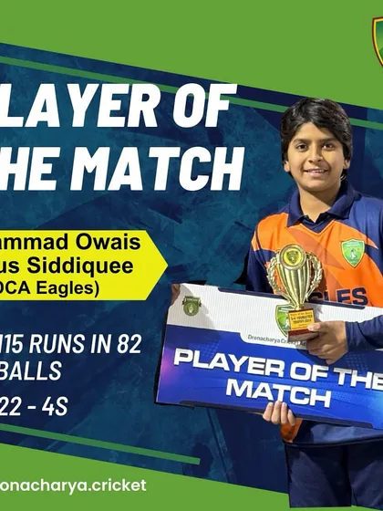 Mohammad Owais Yunus Siddiquee with his Player of the Match award for his stunning century (115 runs in 82 balls).