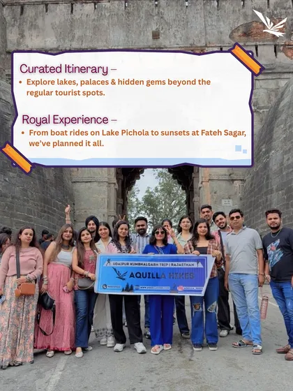We don't just take you to tourist spots; we create a full experience. This is our group at the magnificent Kumbhalgarh Fort on our Udaipur trip. Our curated itineraries include everything from boat rides on Lake Pichola to exploring hidden gems.