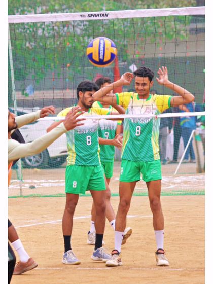 A player sets the ball with precision during the Senior State Championship. This photo captures the focus and technique required to compete at the senior level, leading to our second runner-up finish.