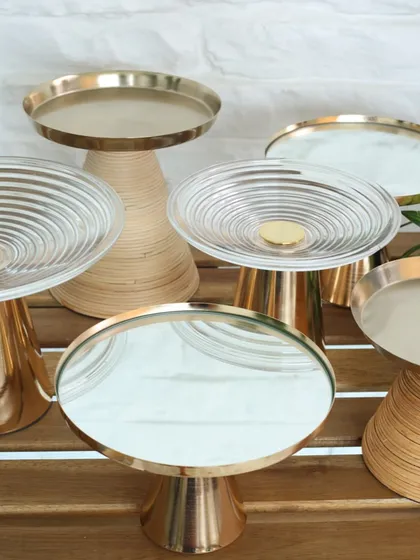 Our full collection of modern high tea stands. With options in wood, glass, and marble, each piece is designed to elevate your hosting and suit any decor style.