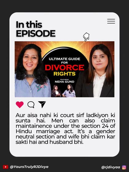 From my podcast "The Legal Chapter," this clip highlights that maintenance laws are gender-neutral. Men can also claim maintenance under Section 24 of the Hindu Marriage Act.
