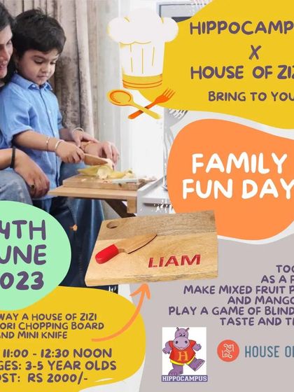 Family Fun Day! In this cooking workshop, families work together to make a mixed fruit parfait and mango salsa. It's a wonderful bonding experience that also teaches practical life skills.