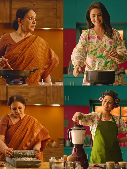More scenes from the vibrant and colorful Pavizham CookOff commercial.