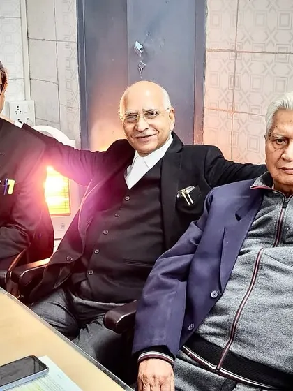 A cherished moment with my father and his contemporary in the Meerut court complex. Their decades of experience have been a guiding light throughout my career.