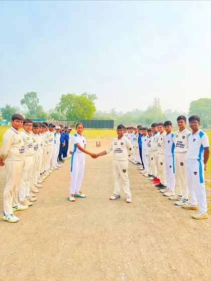 Match Day. Two teams, one spirit of cricket. The pre-match handshake line.