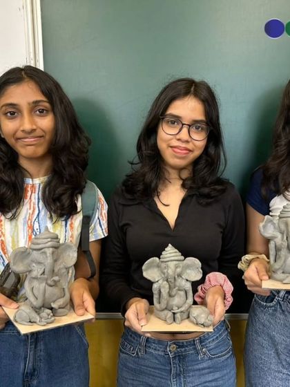 Our teen students showcasing their finished idols. Art is a wonderful activity for all age groups to express their creativity and connect with traditions.