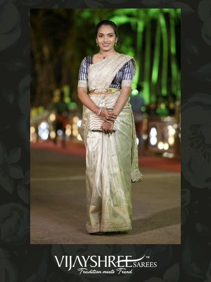 Ramya Gowda looking poised and elegant in a beautiful Banarasi tissue silk saree.