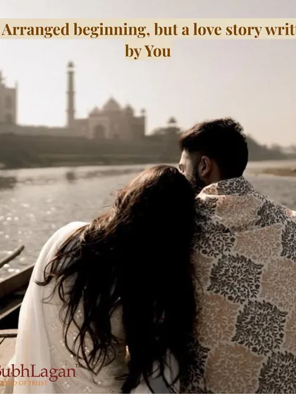 A romantic portrait of a couple we matched, with the timeless Taj Mahal as their backdrop. We help you find a partner to share life's most beautiful journeys with.