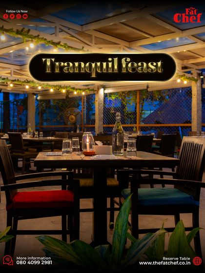 A tranquil feast awaits. The soft glow of the lights and the quiet corners of our restaurant create a soothing atmosphere to enjoy your meal.