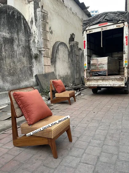 Another view of the 'Kangaroo' chairs being delivered.