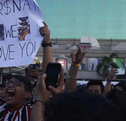 The energy of the audience is everything. Here's a fan in the front row, fully immersed in the desi hip hop concert experience I helped create.
