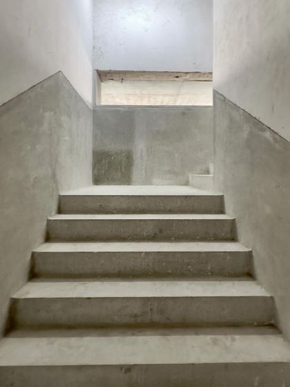 Another view of the concrete staircase under construction.