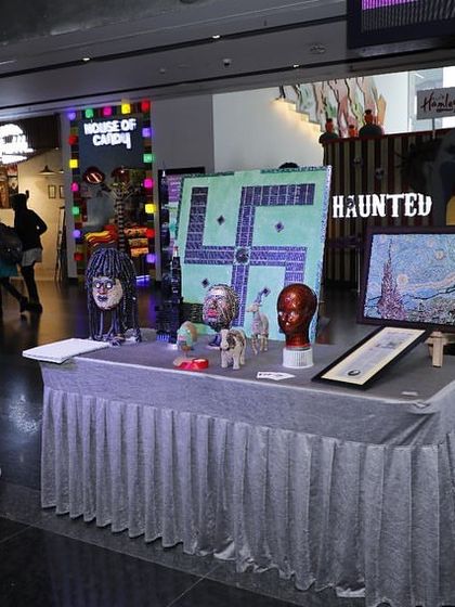 A view of my exhibition booth at Nexus Shantiniketan Mall, with the 'Avatara' mannequin as the centerpiece. The exhibition received an excellent response, including from sustainability professionals.