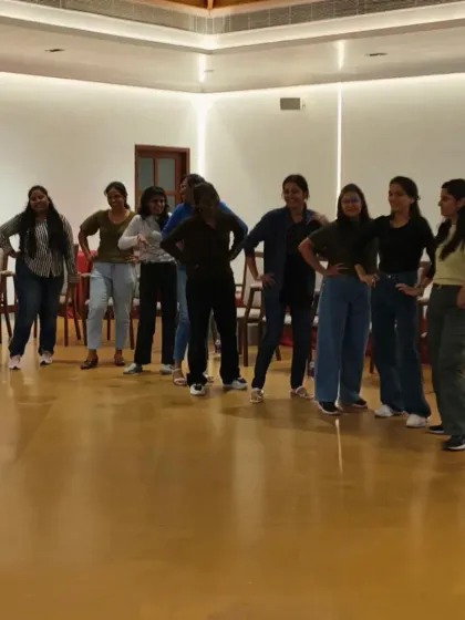 The ladies of the Unilever team showing off their moves during a fun dance activity. My goal is to create a comfortable space where even the shyest team members feel encouraged to participate.